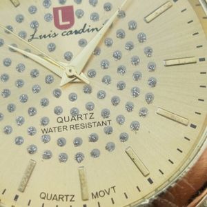 Watch Set Men Women Quartz Gold Color